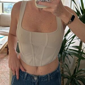 DISSH cream corset style crop top